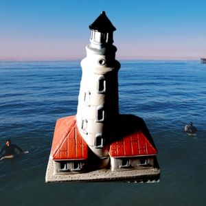 Vintage 1994 George Z. Lefton Ceramic Lighthouse Chicago Harbor Light (01406)